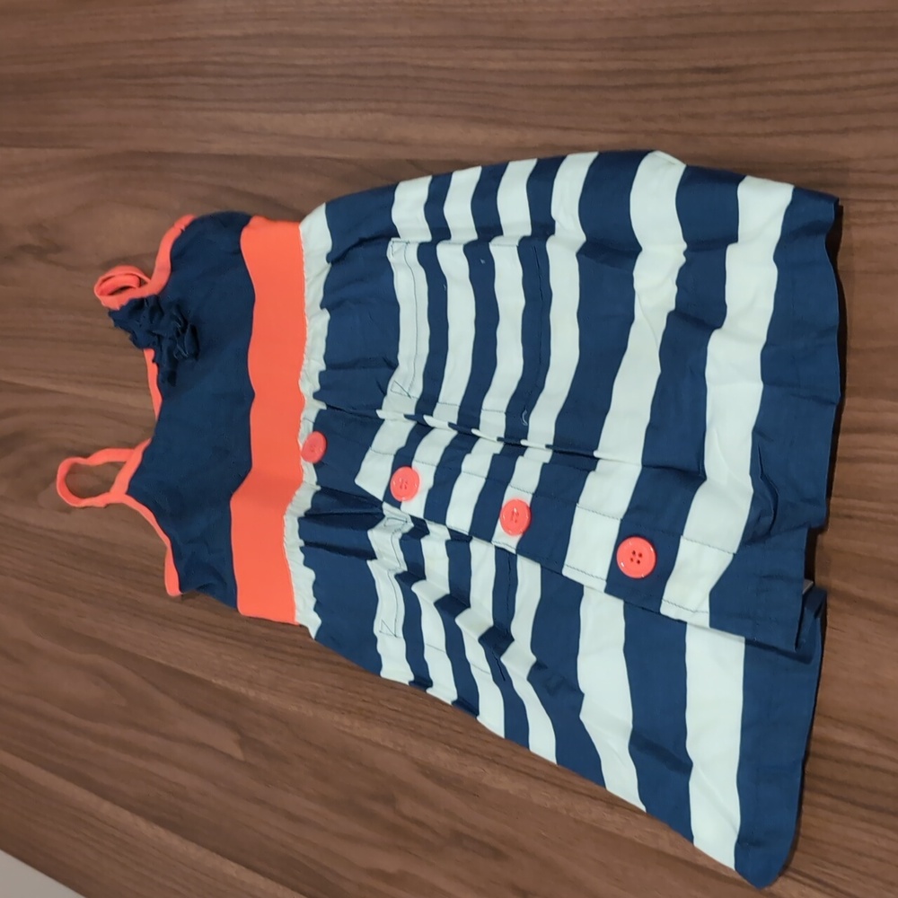 Children's place blue with white stripes dress size 6X/7